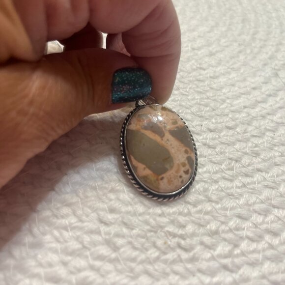 Natural ASTEROID JASPER Handmade Sterling 925 Pendant/Chain #588D - Picture 2 of 3